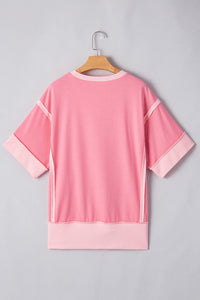 KaleaBoutique Stylish Half Sleeve Raw Seam High Low Side Split Top - KaleaBoutique.com