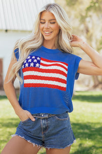 KaleaBoutique Comfortable Flag Graphic Short Sleeve Sweater Top - KaleaBoutique.com