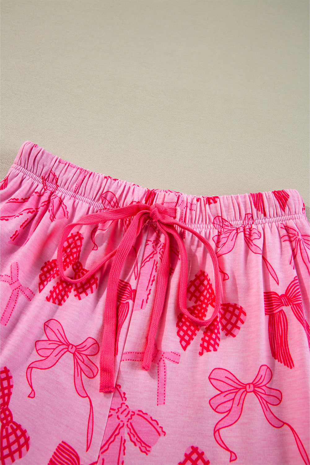 KaleaBoutique Comfortable Bow Knot Print Lapel Collar Short Sleeve and Pants Pajamas Set - KaleaBoutique.com