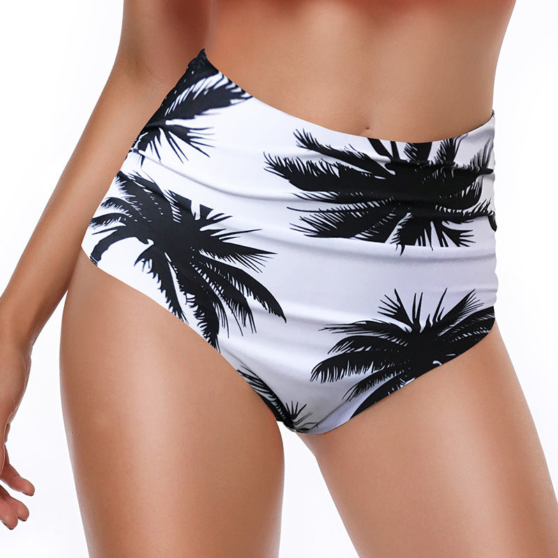 Women's High-Waist Ruched Front Printed Briefs Swim Bottoms - KaleaBoutique.com