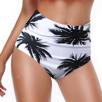 Women's High-Waist Ruched Front Printed Briefs Swim Bottoms - KaleaBoutique.com