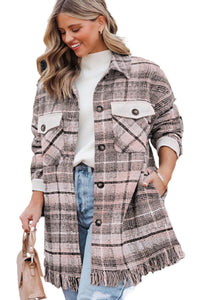 KaleaBoutique Plus Size Macrame Plaid Coat - KaleaBoutique.com