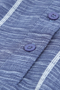 KaleaBoutique Stylish Striped Print V Neck Half Buttons Loose Blouse - KaleaBoutique.com