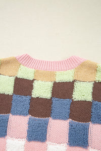 KaleaBoutique Stylish Plush Checkered Pattern Button Front Cardigan Sweater - KaleaBoutique.com