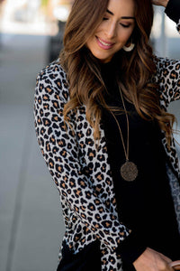 Leopard Patched Pocket Open Front Cardigan - KaleaBoutique.com