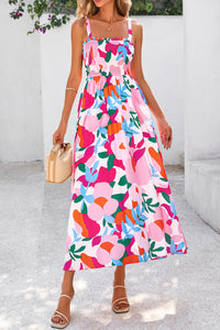KaleaBoutique Comfortable Floral Print Adjustable Straps Smocked High Waist Sundress - KaleaBoutique.com