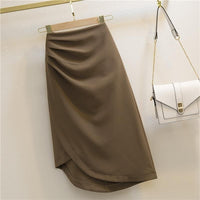 Women's High-Waist Ruched Asymmetric Midi Skirt - KaleaBoutique.com