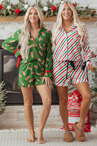 KaleaBoutique Comfortable Contrast Velvet Ribbon Knot Christmas 2pcs Pajama Set - KaleaBoutique.com