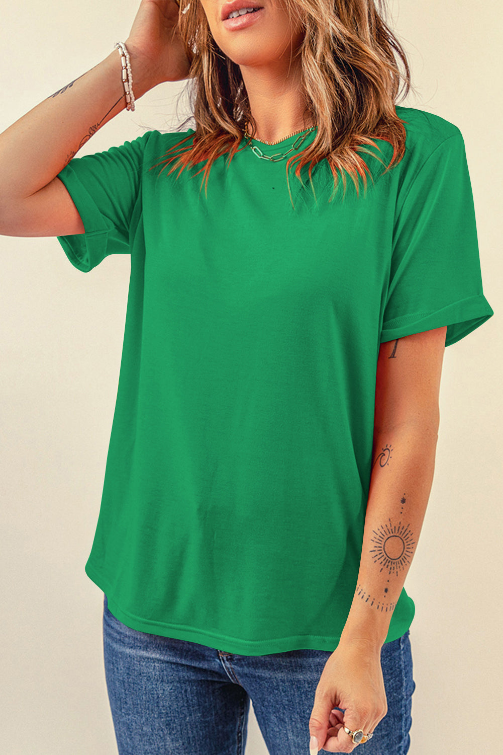 KaleaBoutique Perfect Casual Plain Crew Neck Tee - KaleaBoutique.com
