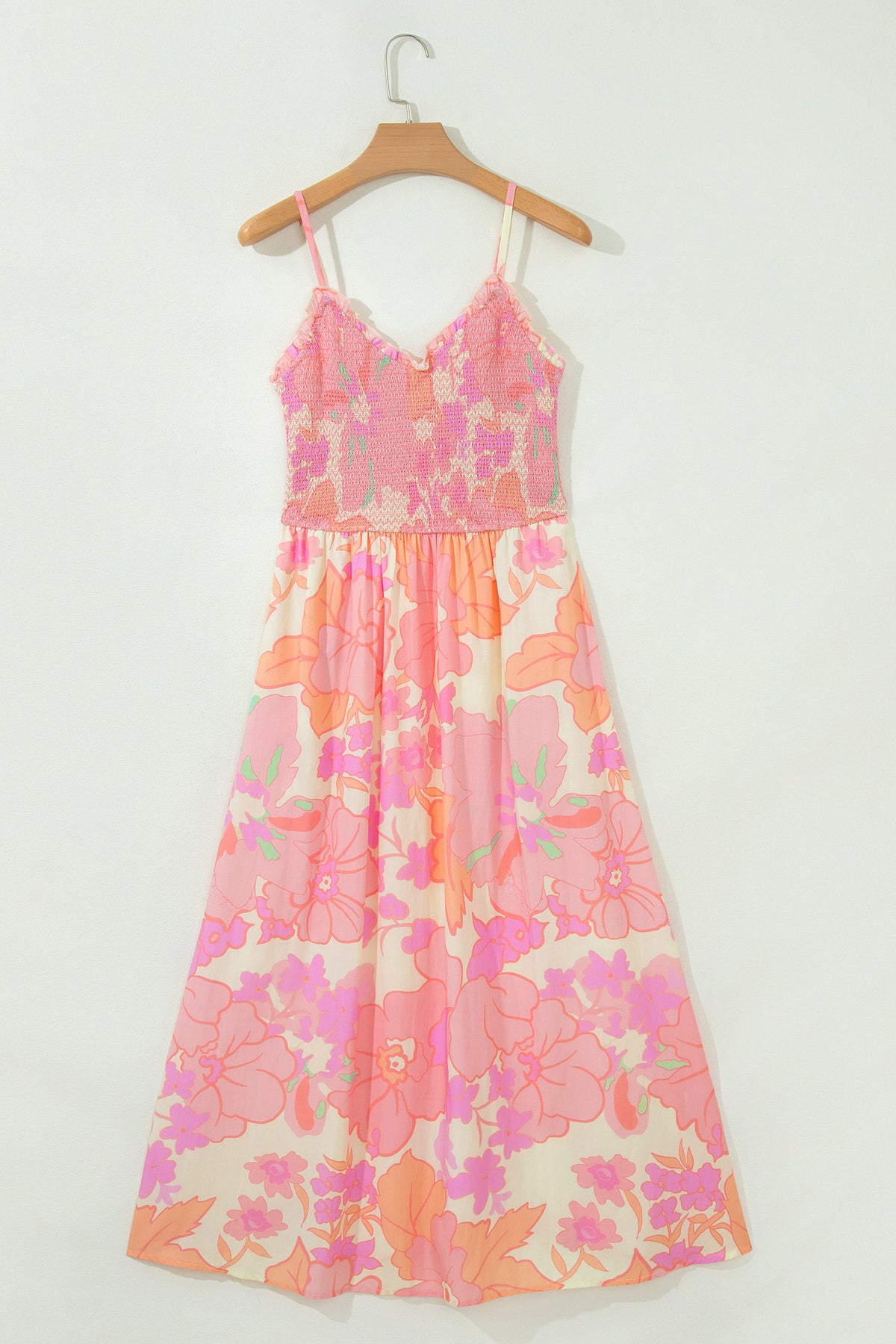 KaleaBoutique Comfortable Spaghetti Straps Floral Shirred High Waist Dress - KaleaBoutique.com
