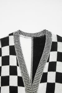 KaleaBoutique Stylish Checkered Open Front Drop Shoulder Cardigan - KaleaBoutique.com
