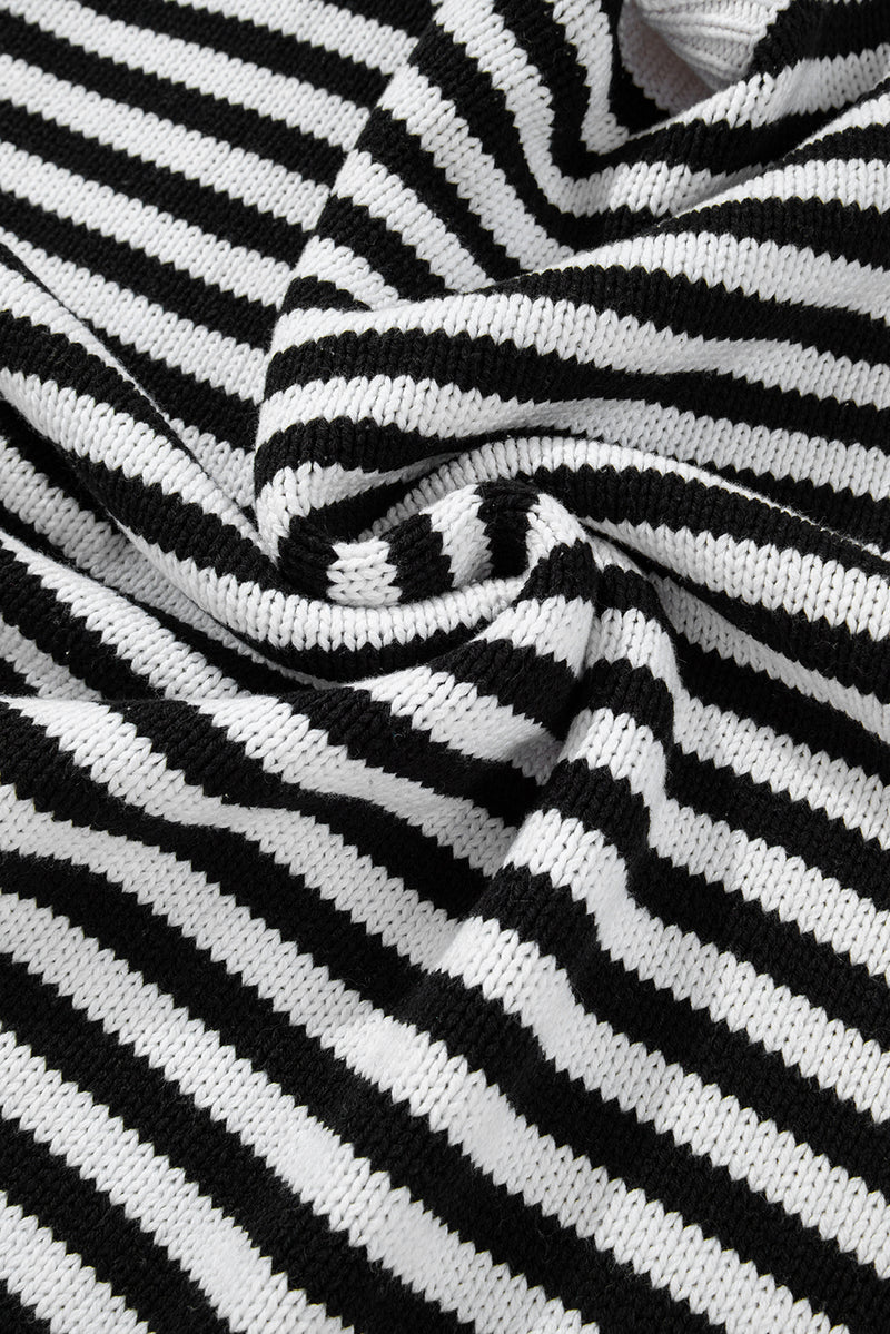 KaleaBoutique Stylish Striped Drop Shoulder Bishop Sleeve Knit Sweater - KaleaBoutique.com