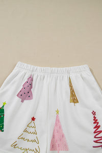KaleaBoutique Stylish Multi Christmas Tree Long Sleeve Top and Shorts 2pcs Lounge Set - KaleaBoutique.com