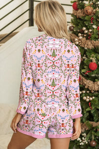 KaleaBoutique Stylish Christmas Holiday Print Nutcracker Long Sleeve Shorts 2pcs Pajama Set - KaleaBoutique.com