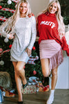 KaleaBoutique Stylish Sequin Long Sleeve Tie Waist Mini Dress - KaleaBoutique.com