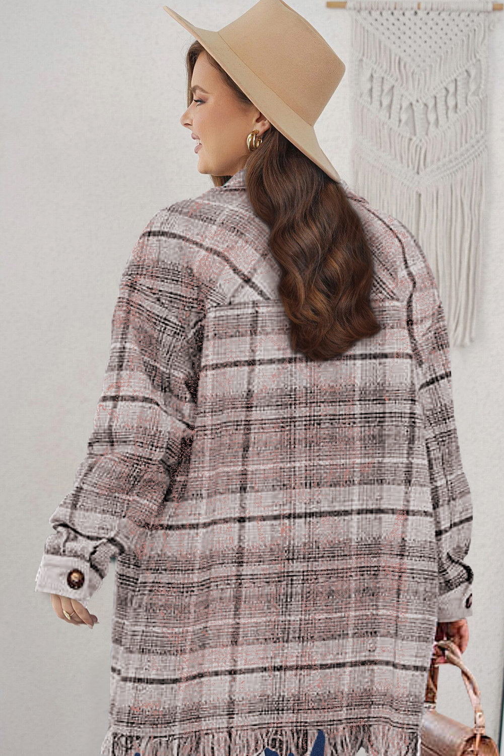 KaleaBoutique Plus Size Macrame Plaid Coat - KaleaBoutique.com