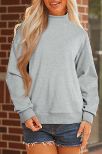 Solid Color Oversized Mock Neck Sweatshirt - KaleaBoutique.com