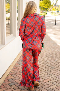 KaleaBoutique Comfortable Christmas Plaid Satin Pajama Set with Contrast Velvet Ties - KaleaBoutique.com