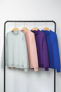 Solid Color Oversized Mock Neck Sweatshirt - KaleaBoutique.com