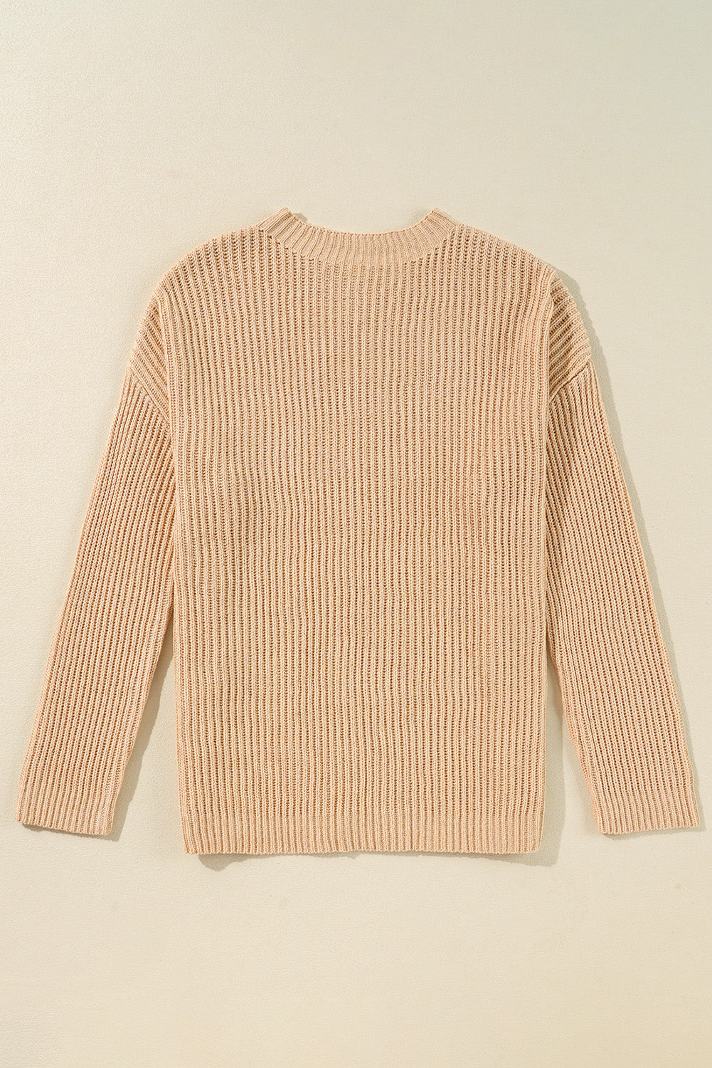 Cable Knit Drop Shoulder Side Slits Loose Sweater - KaleaBoutique.com