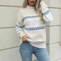 Women's Snowflake Mock-Neck Pastel Color Christmas Pullover Sweater - KaleaBoutique.com