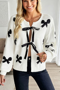KaleaBoutique Comfortable Lace-up Bow Pattern Sweater Cardigan - KaleaBoutique.com