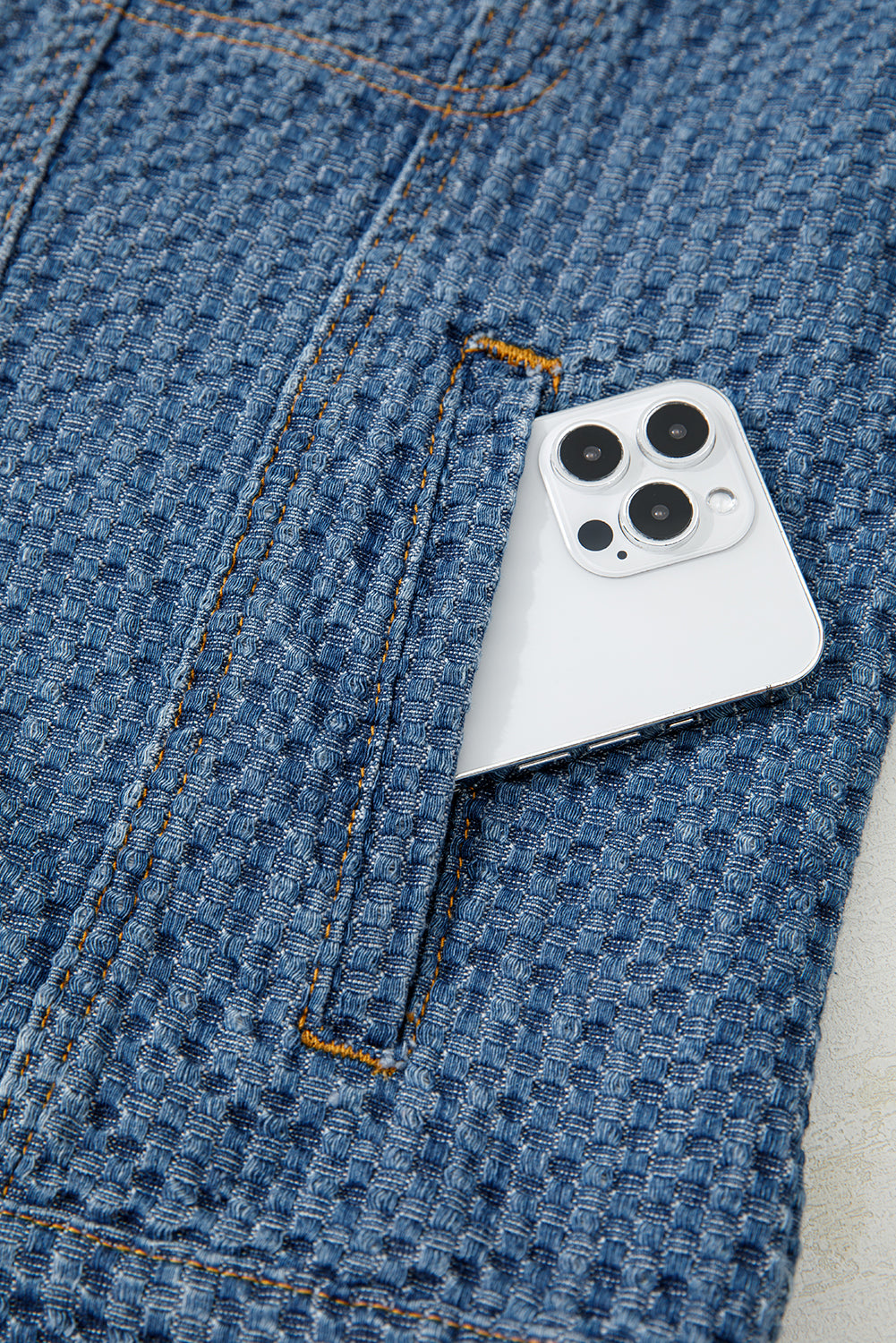 Double Flap Pocket Denim Textured Button Down Jacket - KaleaBoutique.com