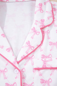 KaleaBoutique Stylish Bow Print Long Sleeve Shirt and Pants Soft Pajama Set - KaleaBoutique.com