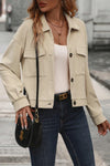 KaleaBoutique Flap Pockets Buttoned Turn Down Collar Corduroy Shacket - KaleaBoutique.com