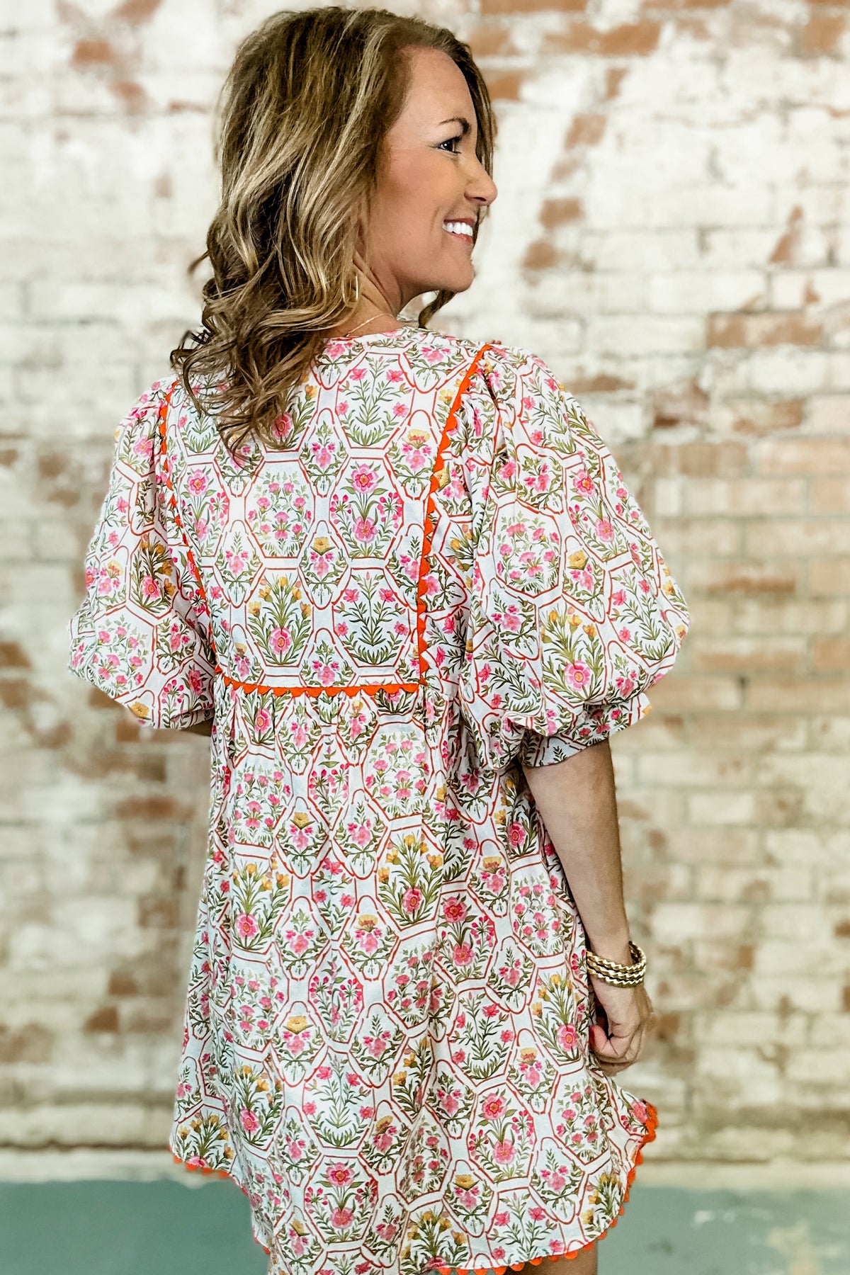 KaleaBoutique Comfortable Floral Print Tassel Tie V Neck Scalloped Detail Loose Mini Dress - KaleaBoutique.com