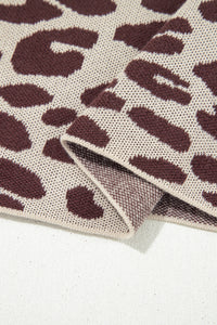 KaleaBoutique Stylish Leopard Print Short Sleeve Knit Loose Pullover Sweater - KaleaBoutique.com