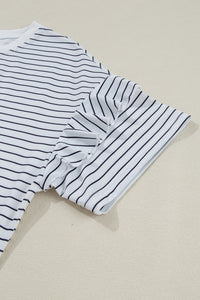 KaleaBoutique Ruffled Short Sleeve Crew Neck T Shirt Shift Mini Dress - KaleaBoutique.com