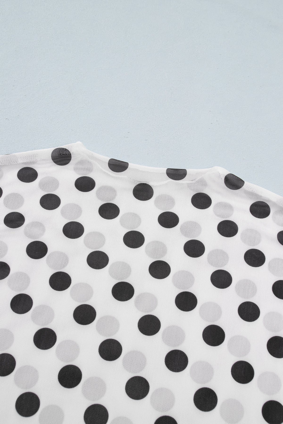 KaleaBoutique Stylish Polka Dot Mesh Long Sleeve Stand Neck Sheath Top - KaleaBoutique.com