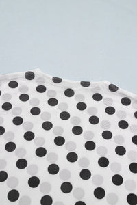 KaleaBoutique Stylish Polka Dot Mesh Long Sleeve Stand Neck Sheath Top - KaleaBoutique.com