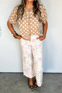 KaleaBoutique Comfortable Polka Dot Short Sleeve Button Down Sweater Cardigan - KaleaBoutique.com