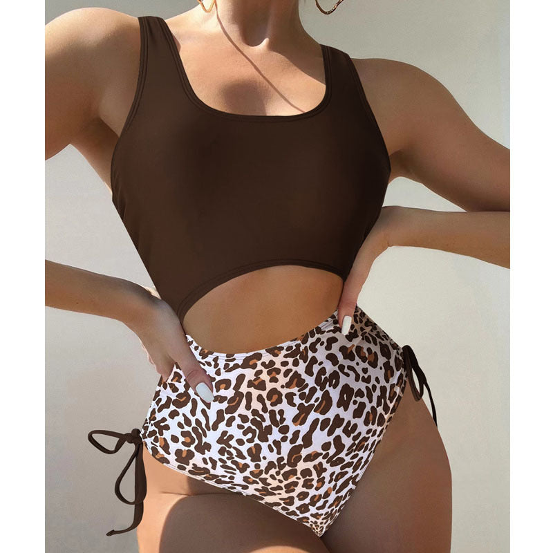 Women's Leopard Print Side-Tie High-Waist One-Piece Swimsuit - KaleaBoutique.com