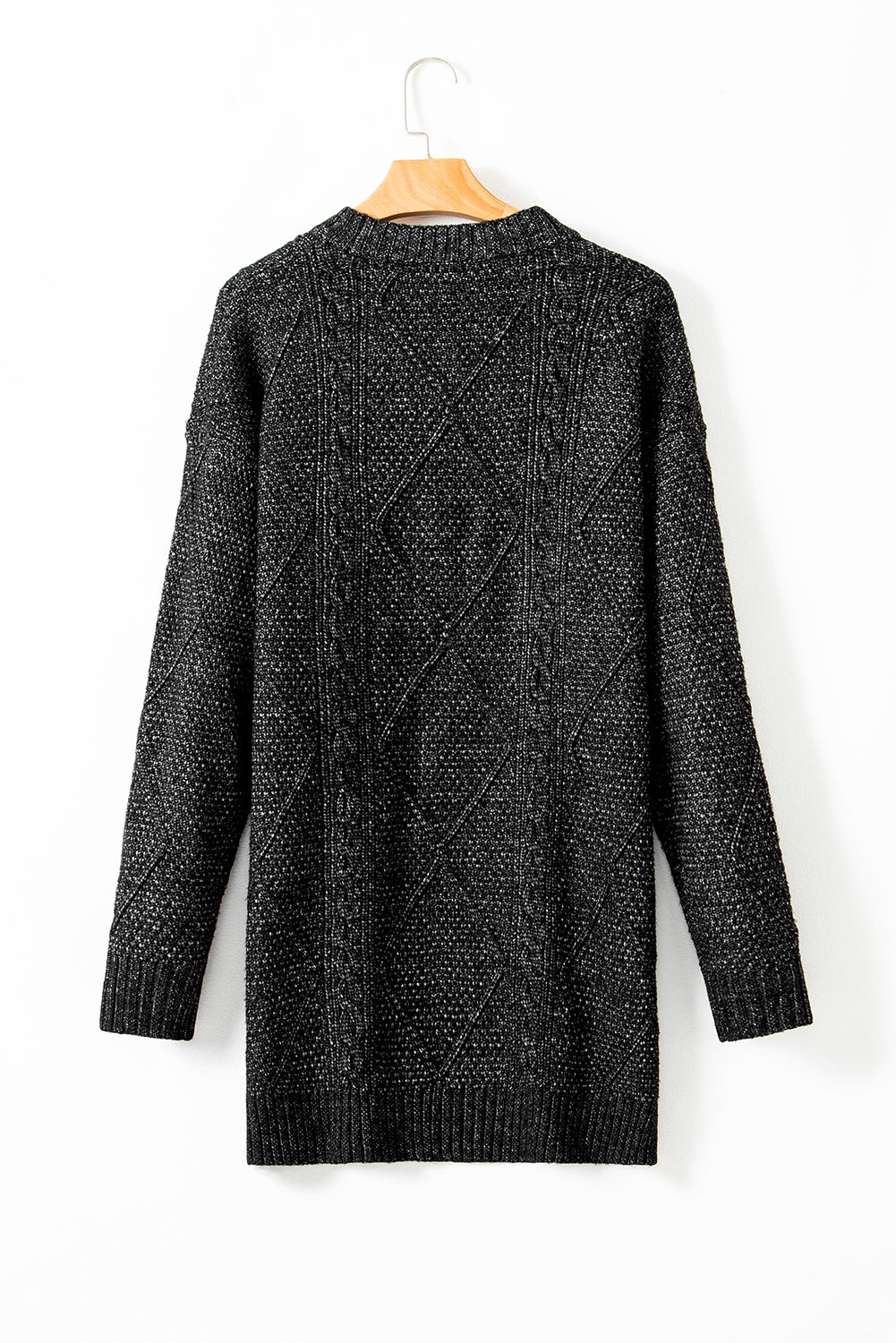 KaleaBoutique Stylish Cable Knit Drop Shoulder Loose Fit Sweater Dress - KaleaBoutique.com