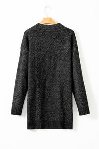KaleaBoutique Stylish Cable Knit Drop Shoulder Loose Fit Sweater Dress - KaleaBoutique.com
