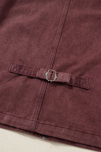 Corduroy Collar Zipped Front Denim Jacket - KaleaBoutique.com