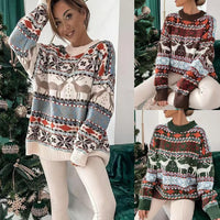 Women's Reindeer Fair Isle Christmas Pullover Sweater - KaleaBoutique.com