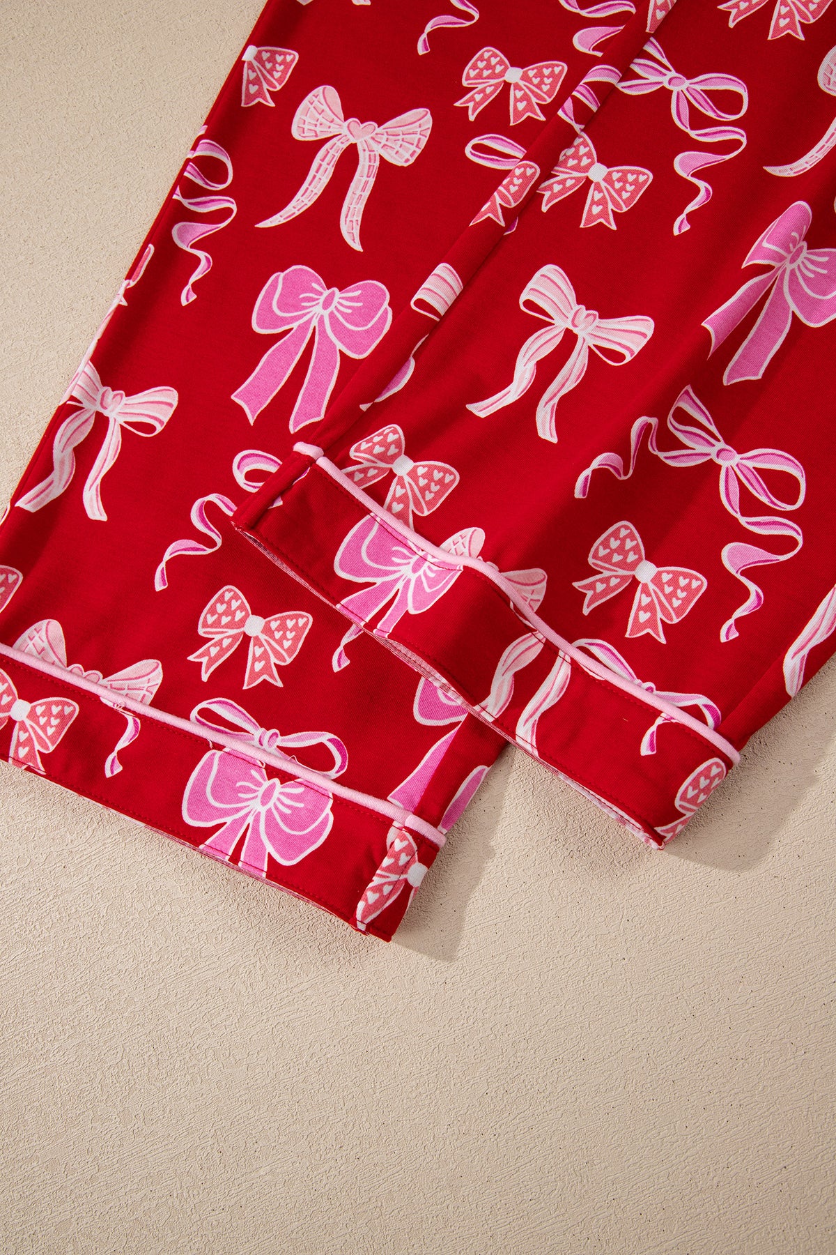 KaleaBoutique Comfortable Sweet Bow Print Shirt Style Top Long 2pcs Pajama Set - KaleaBoutique.com