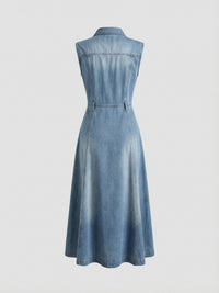 Fashionable Washed Sleeveless Denim Maxi Dress - KaleaBoutique.com