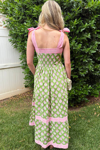 KaleaBoutique Stylish Floral Print Striped Detail Knot Straps Maxi Dress - KaleaBoutique.com
