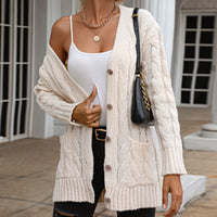 Women's Longline Cable-Knit Button-Front Cardigan with Pockets - KaleaBoutique.com