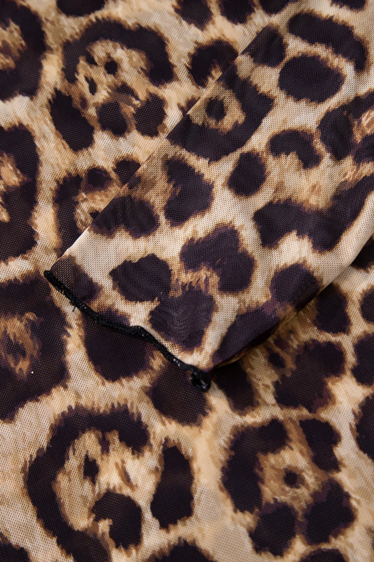 KaleaBoutique Stylish Leopard Print Slim Fit Mesh Long Sleeve Mock Neck Top - KaleaBoutique.com