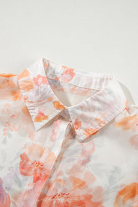 KaleaBoutique Floral Print Collared Balloon Sleeve Loose Shirt - KaleaBoutique.com