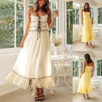 Women's Bow-Detail Spaghetti-Strap Ruffle-Hem Maxi Dress - KaleaBoutique.com