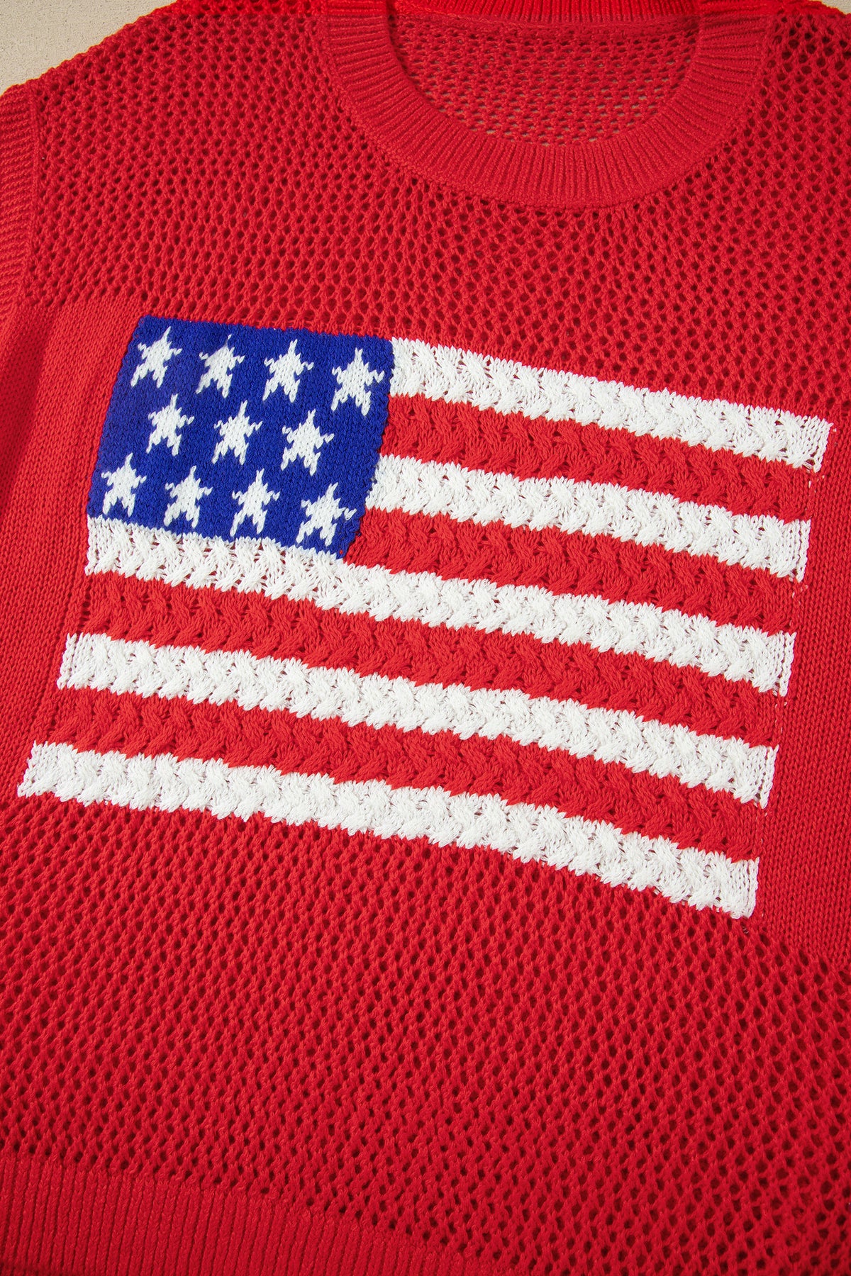 KaleaBoutique Stylish Flag Graphic Short Sleeve Sweater Top - KaleaBoutique.com