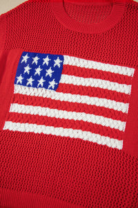 KaleaBoutique Stylish Flag Graphic Short Sleeve Sweater Top - KaleaBoutique.com