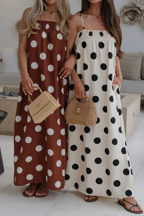 KaleaBoutique Stylish Polka Dot Spaghetti Straps Maxi Dress - KaleaBoutique.com